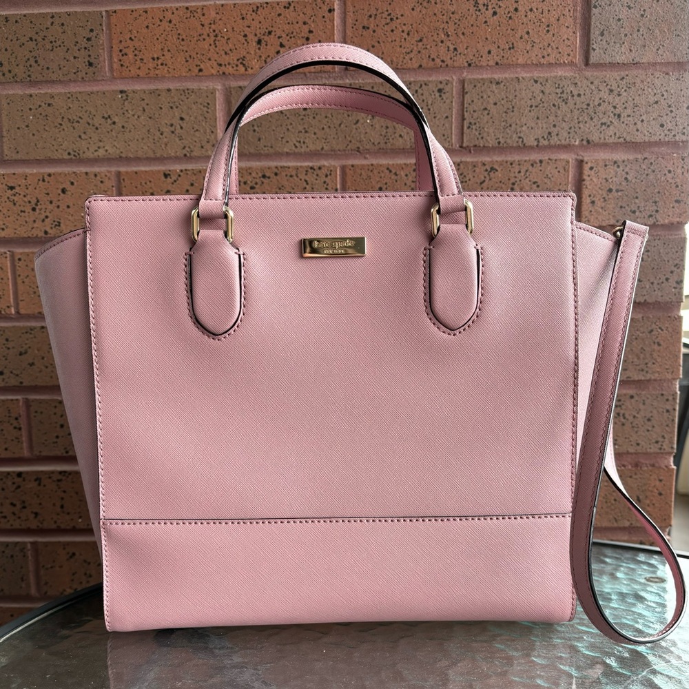 Kate Spade Hadlee Laurel Way Dusty Peony Large Leather Handbag